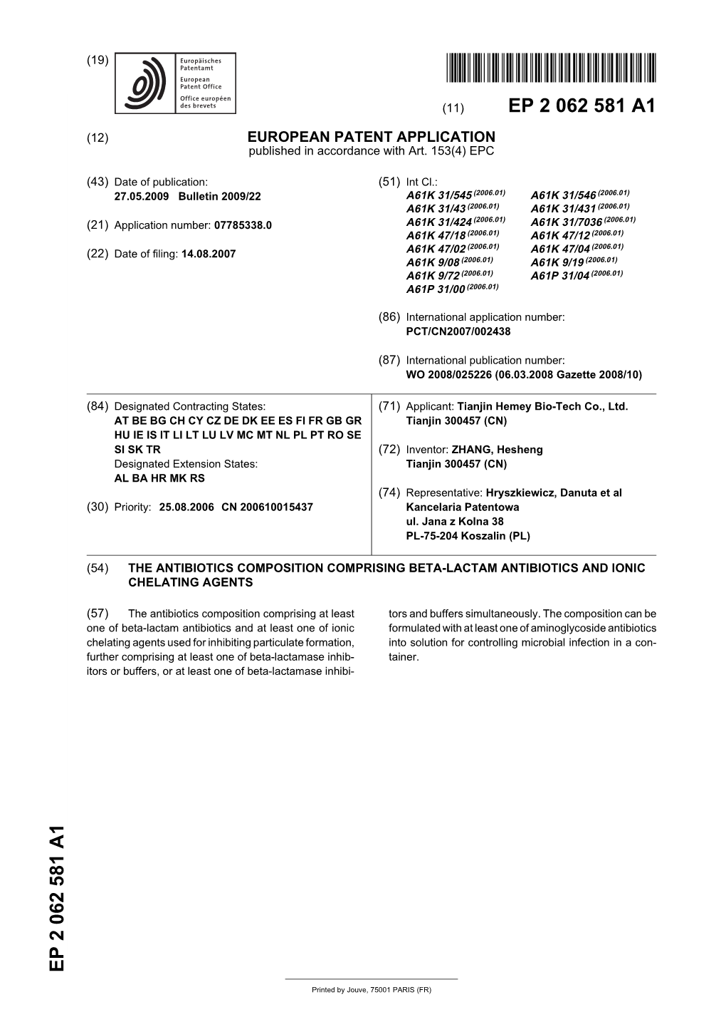 The Antibiotics Composition Comprising Beta-Lactam