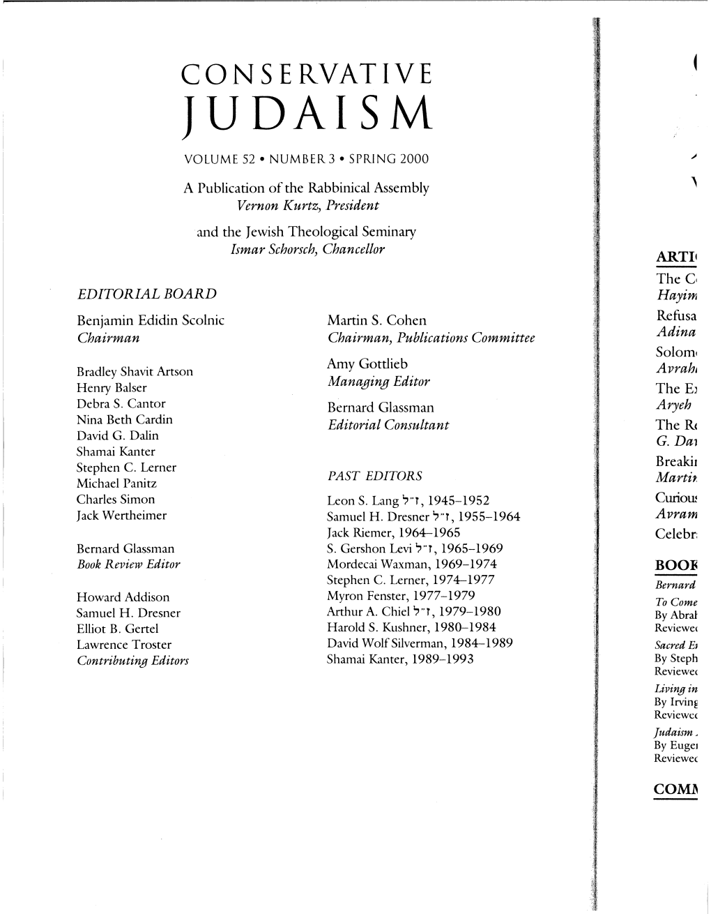 Judaism Volume 52 • Number3 • Spring 2000