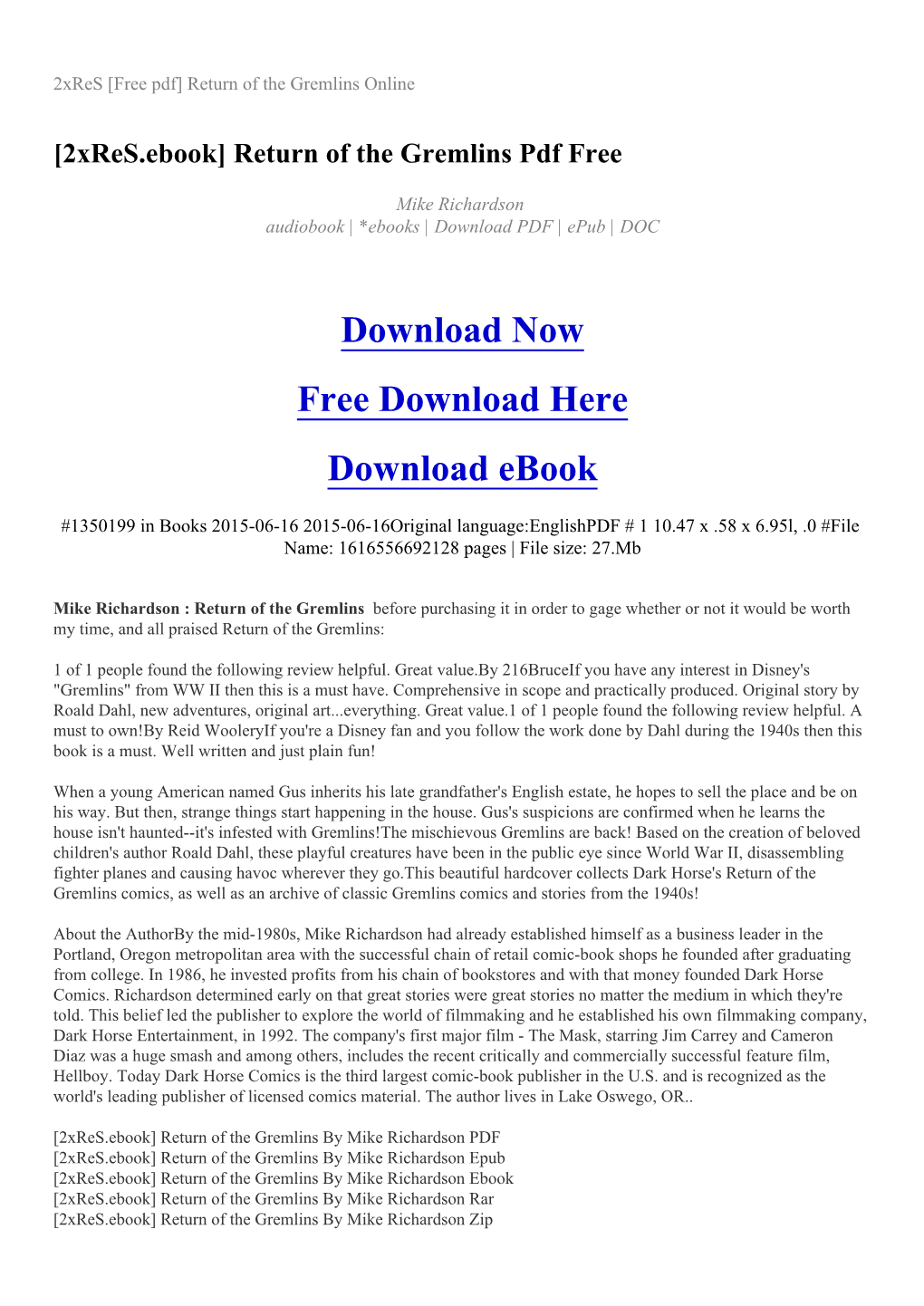 2Xres [Free Pdf] Return of the Gremlins Online