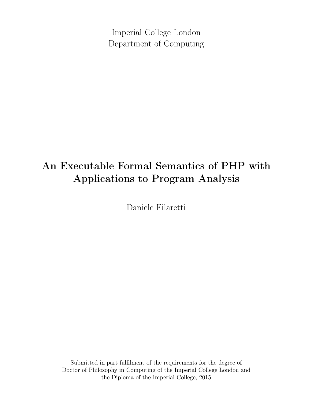 An Executable Formal Semantics of PHP with Applications to Program Analysis