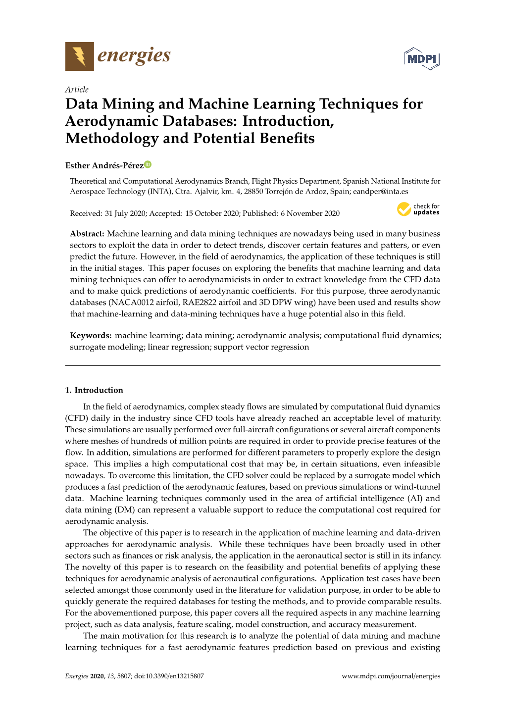 Data Mining and Machine Learning Techniques for Aerodynamic Databases: Introduction, Methodology and Potential Beneﬁts