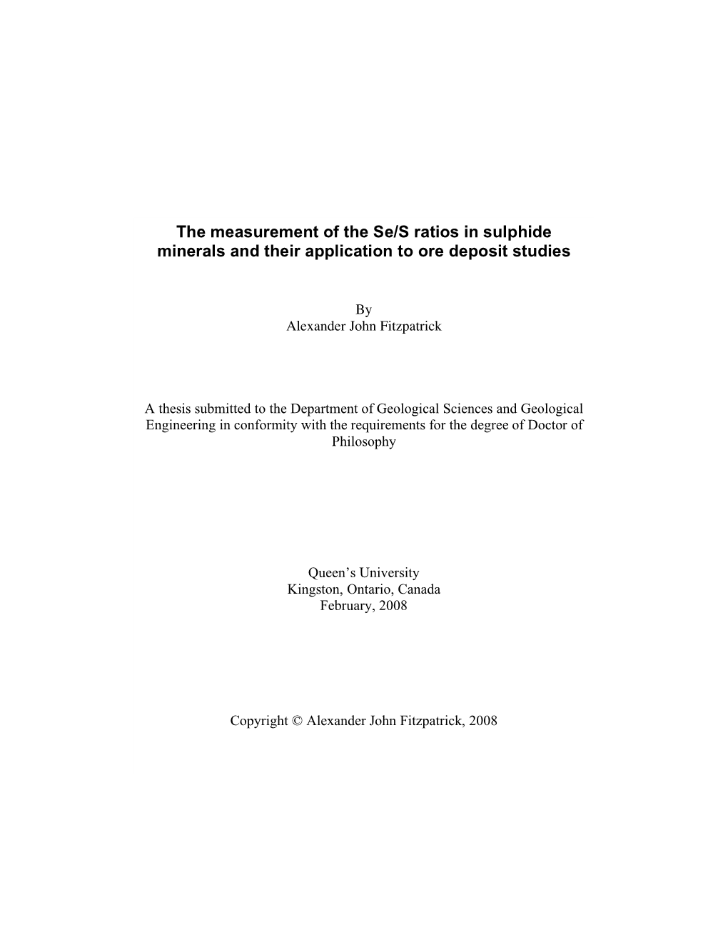 The Measurement of the Se/S Ratios in Sulphide Minerals and Their Application to Ore Deposit Studies