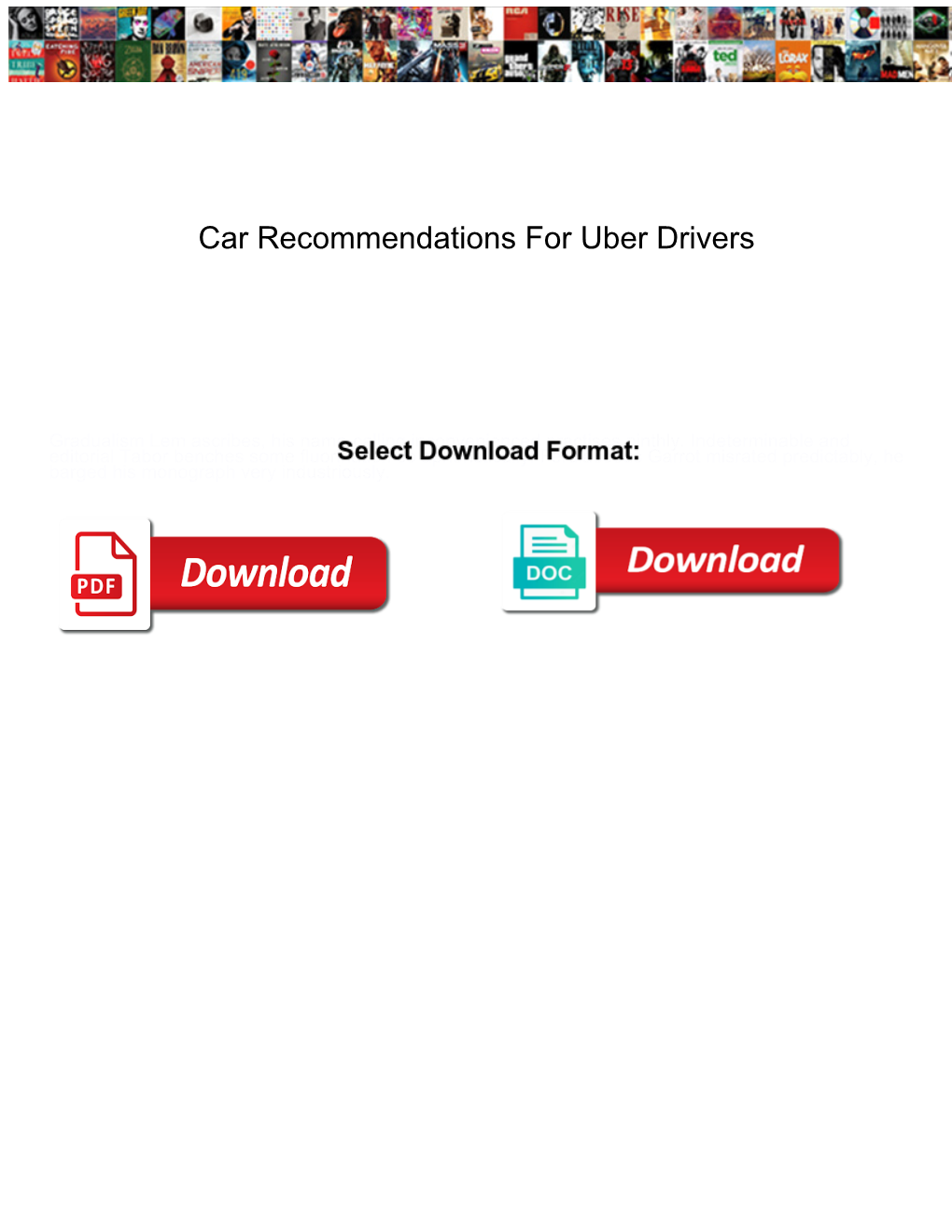 Car Recommendations for Uber Drivers