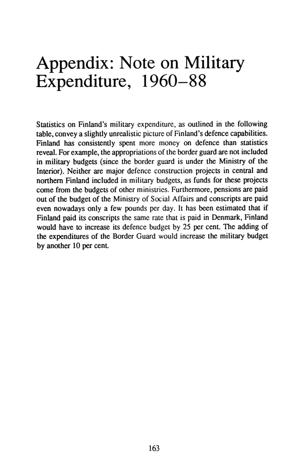 Appendix: Note on Military Expenditure, 1960-88
