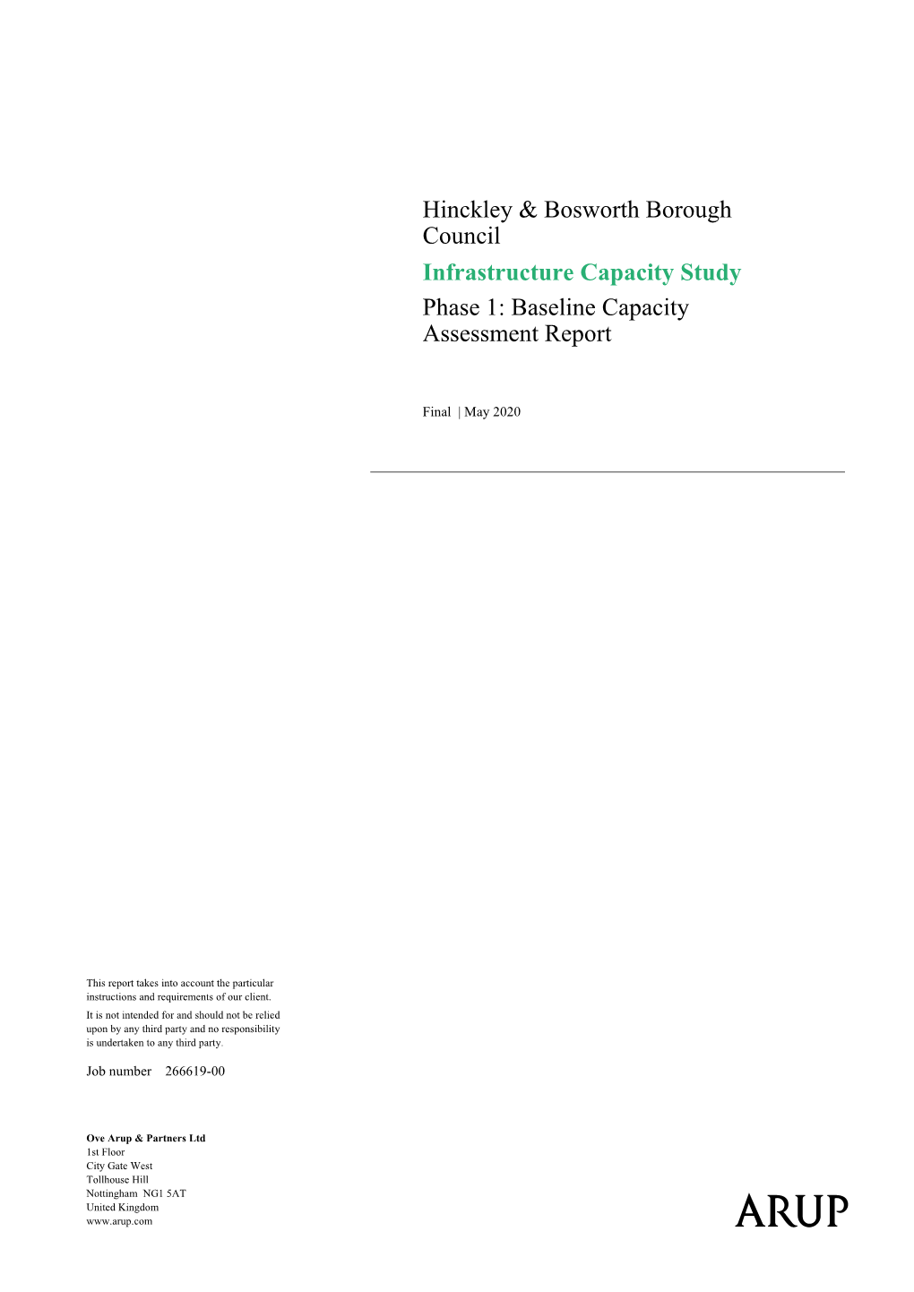 Infrastructure Capacity Study Phase 1: Baseline Capacity Assessment Report