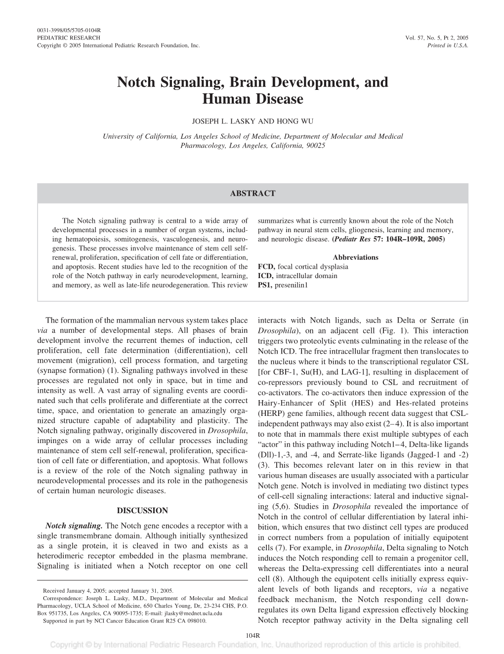 Notch Signaling, Brain Development, and Human Disease