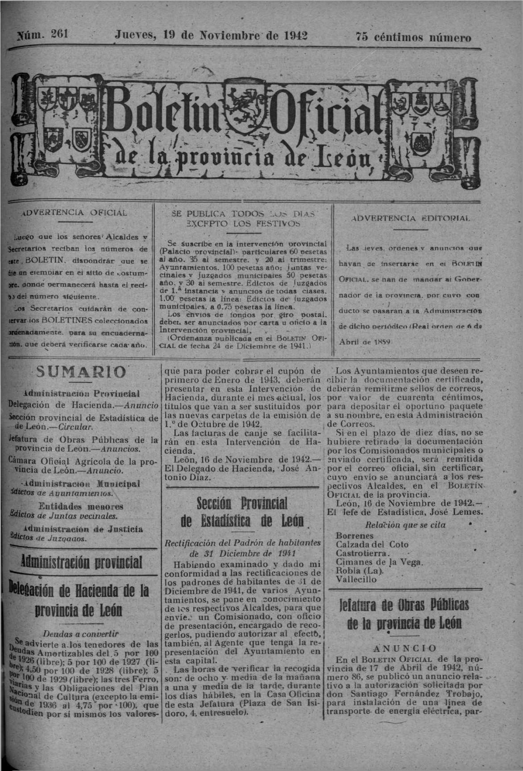 Iáiíbislracíón Crorásial Sesción Promial De Estadística De León