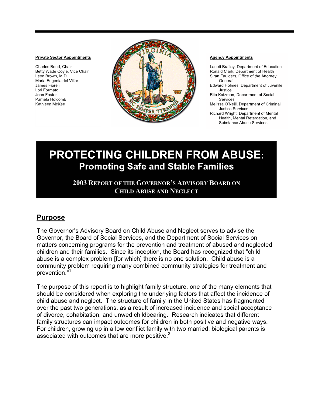 Protecting Children from Abuse: Promoting Safe & Stable Families