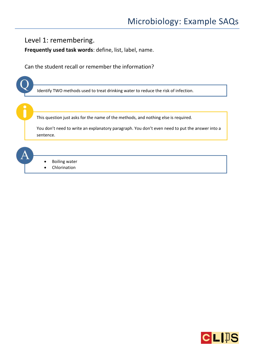 Microbiology: Example Saqs