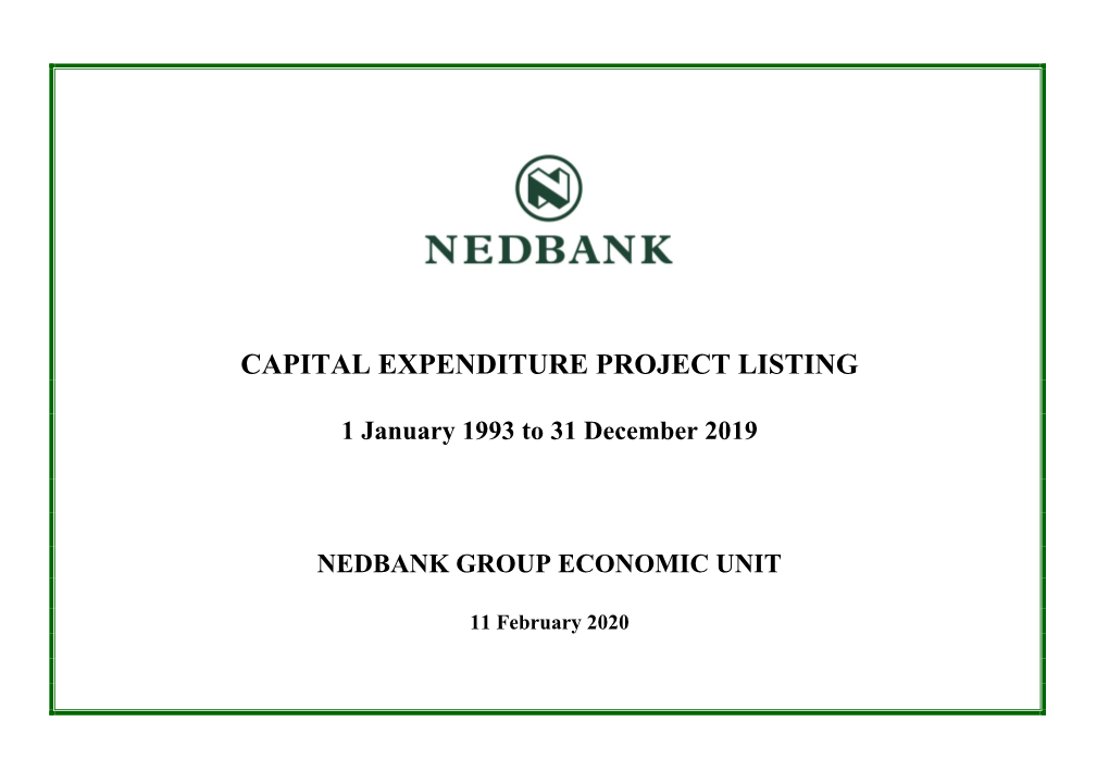 Nedbank Capital Expenditure Project Listing 2019