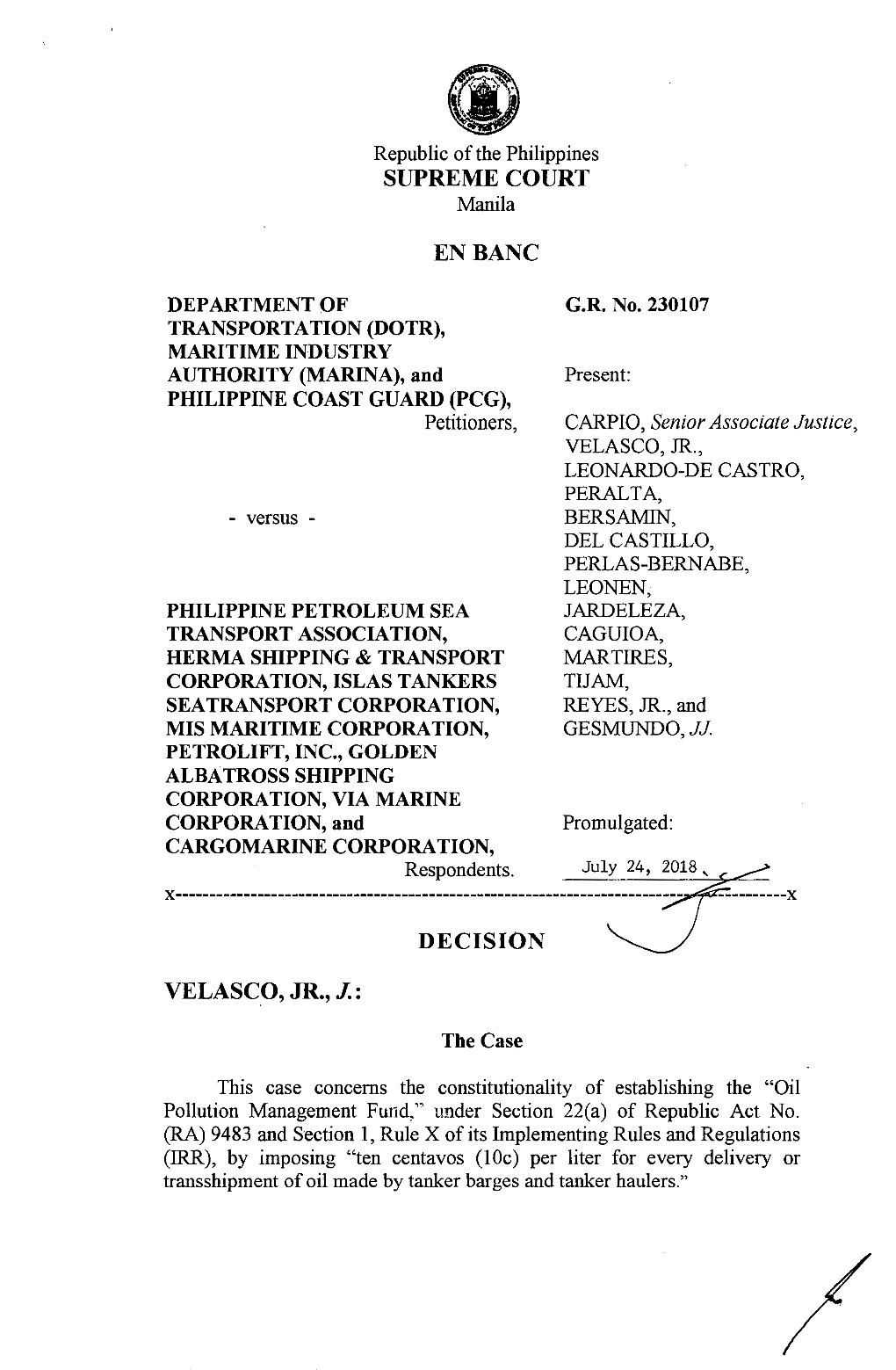 Supreme Court En Banc Decision Velasco, Jr