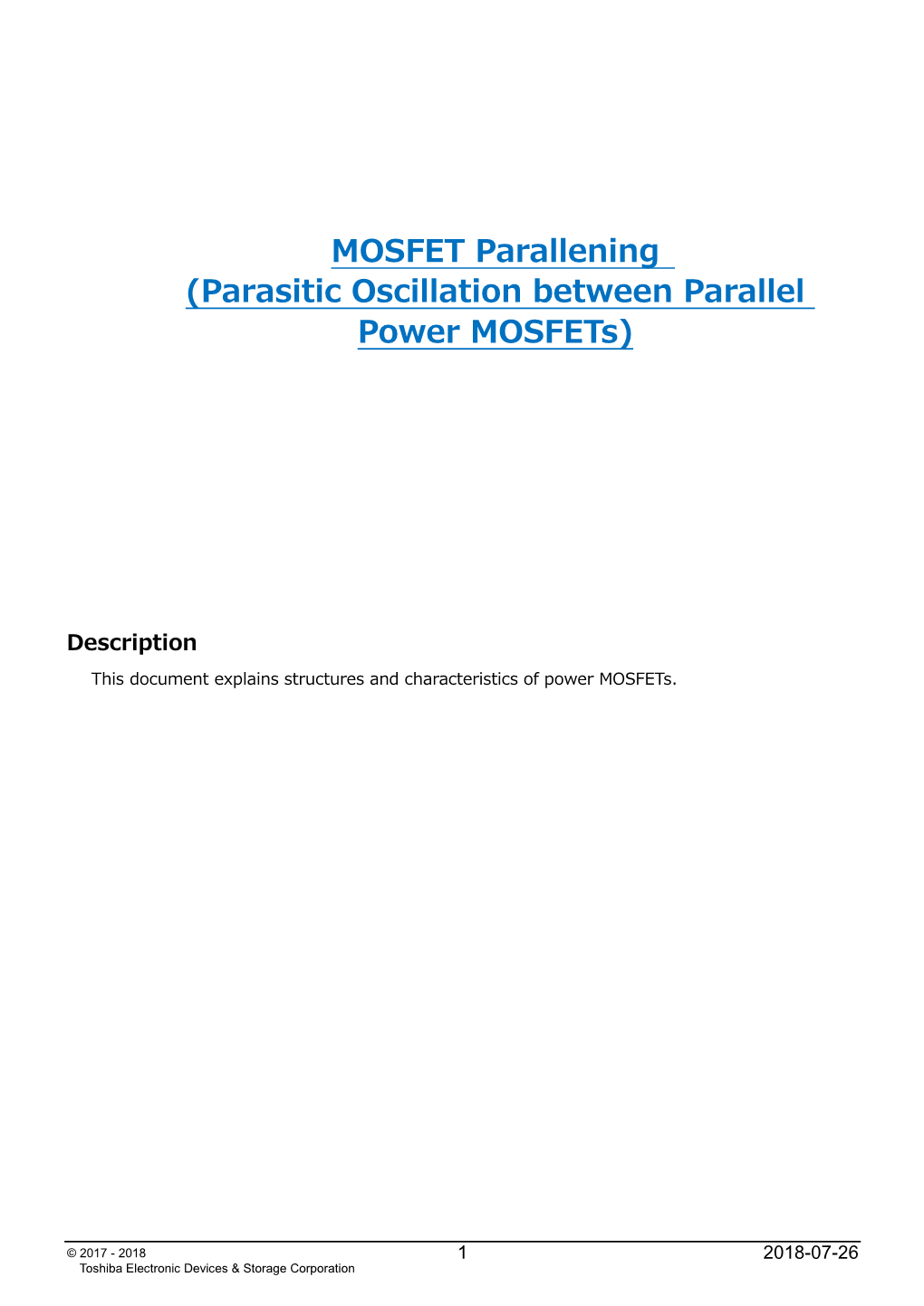 Parasitic Oscillation (Power MOSFET Paralleling)