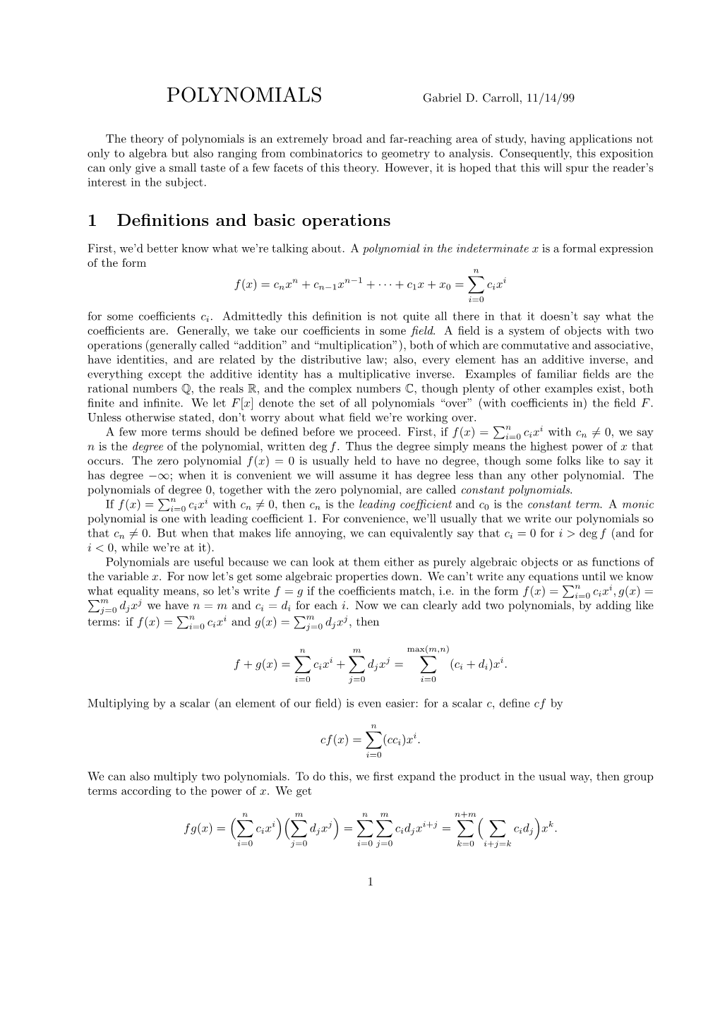 POLYNOMIALS Gabriel D