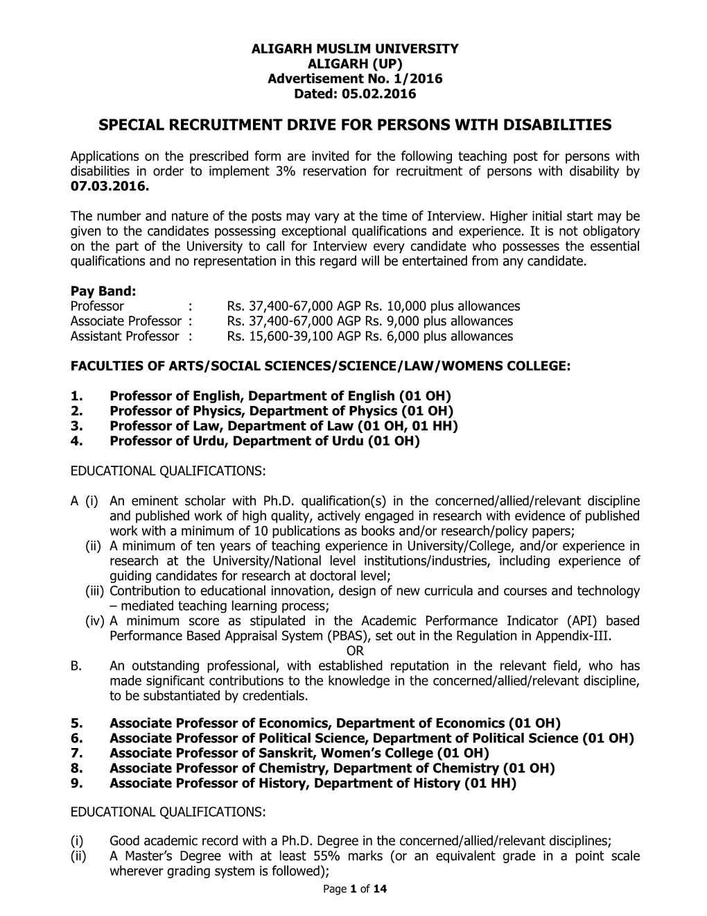 Special Recruitment Drive for Persons with Disabilities