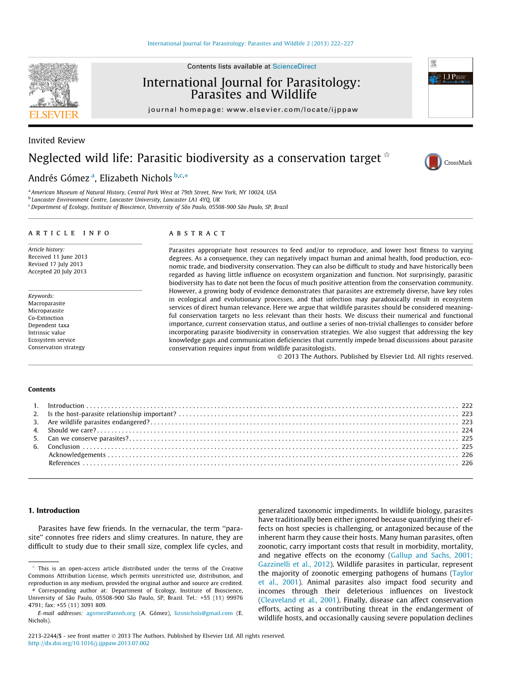 Parasitic Biodiversity As a Conservation Target