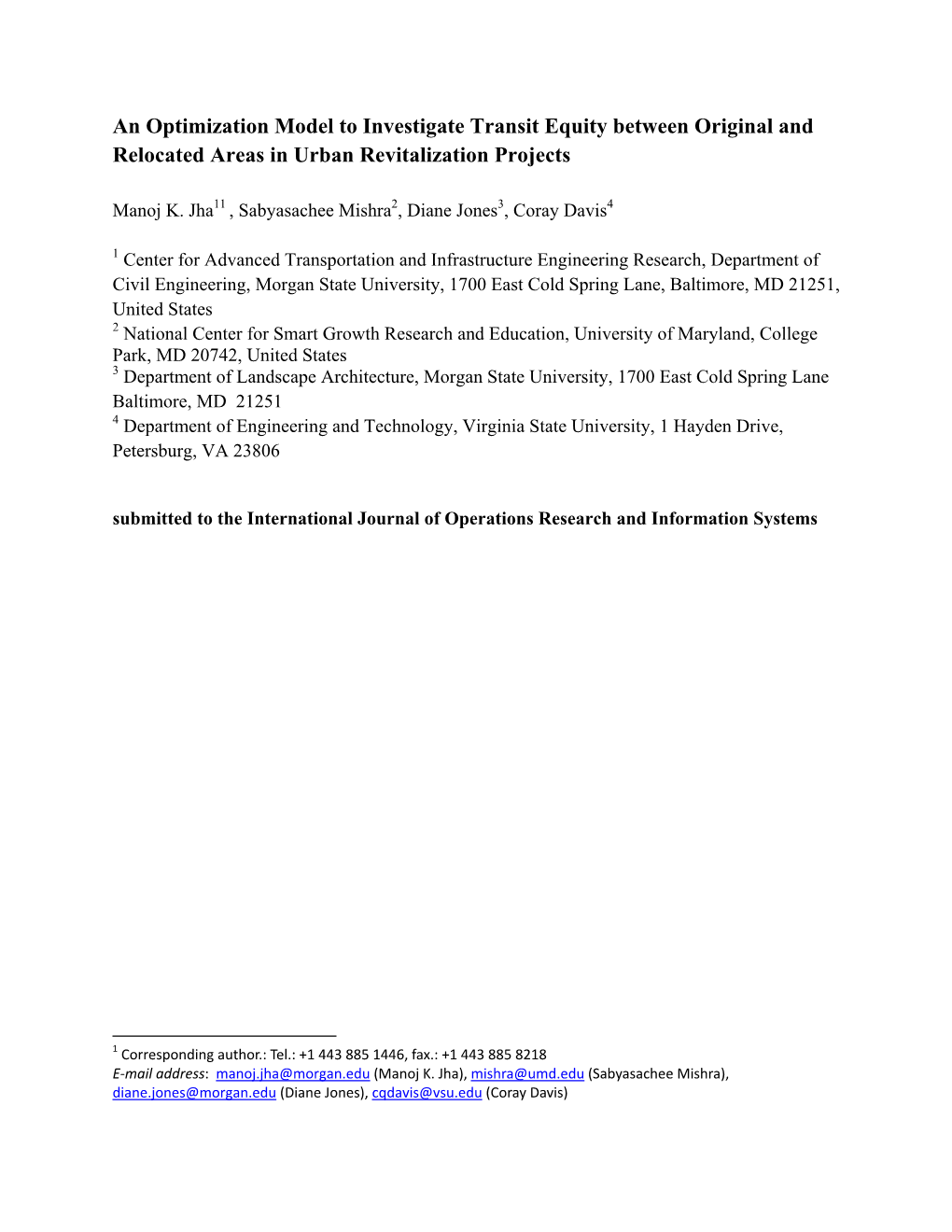 An Optimization Model to Investigate Transit Equity Between Original and Relocated Areas in Urban Revitalization Projects