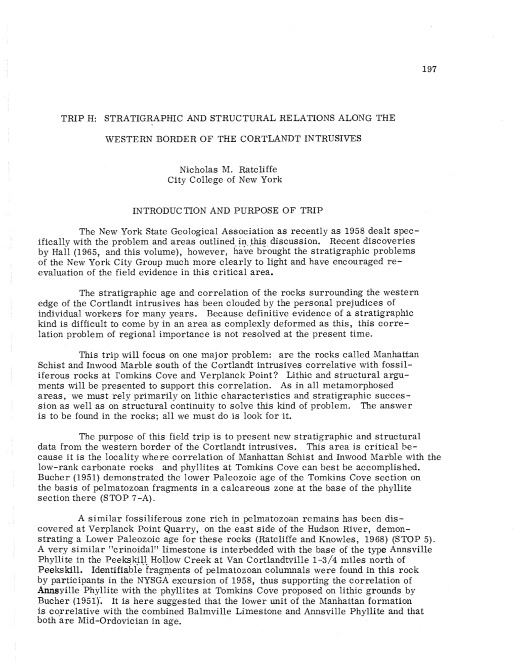 Trip H: Stratigraphic and Structural Relations Along The