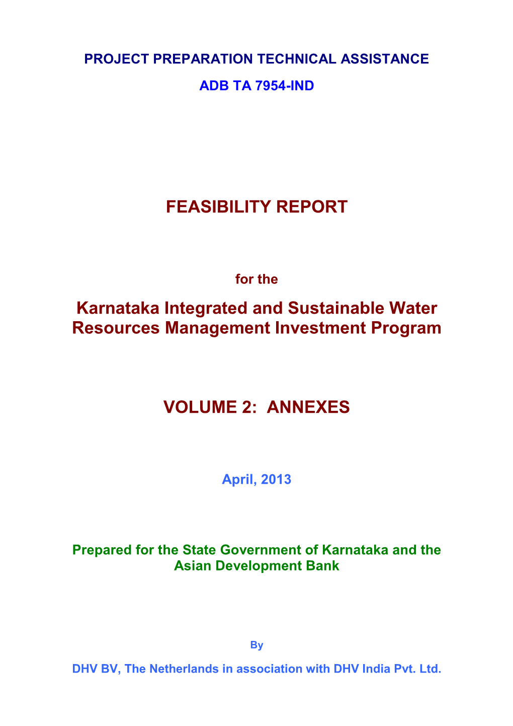 FEASIBILITY REPORT Karnataka