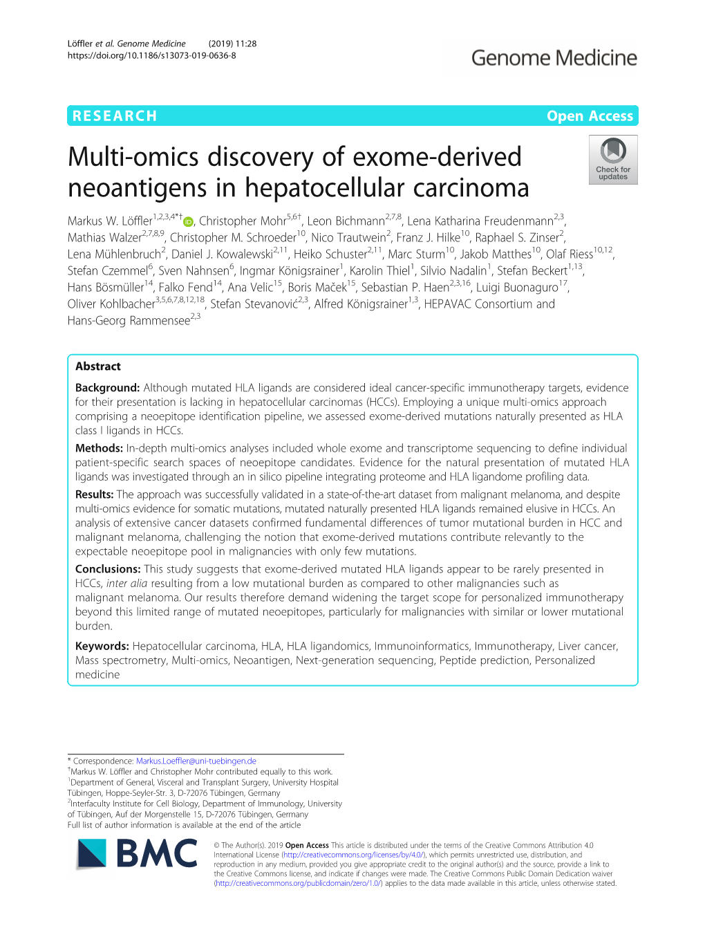Multi-Omics Discovery of Exome-Derived Neoantigens in Hepatocellular Carcinoma Markus W