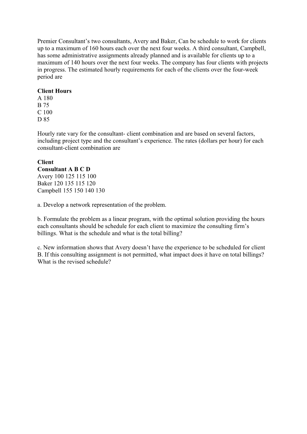 The Optimal Solution Is the Following (EXCEL SOLVER)