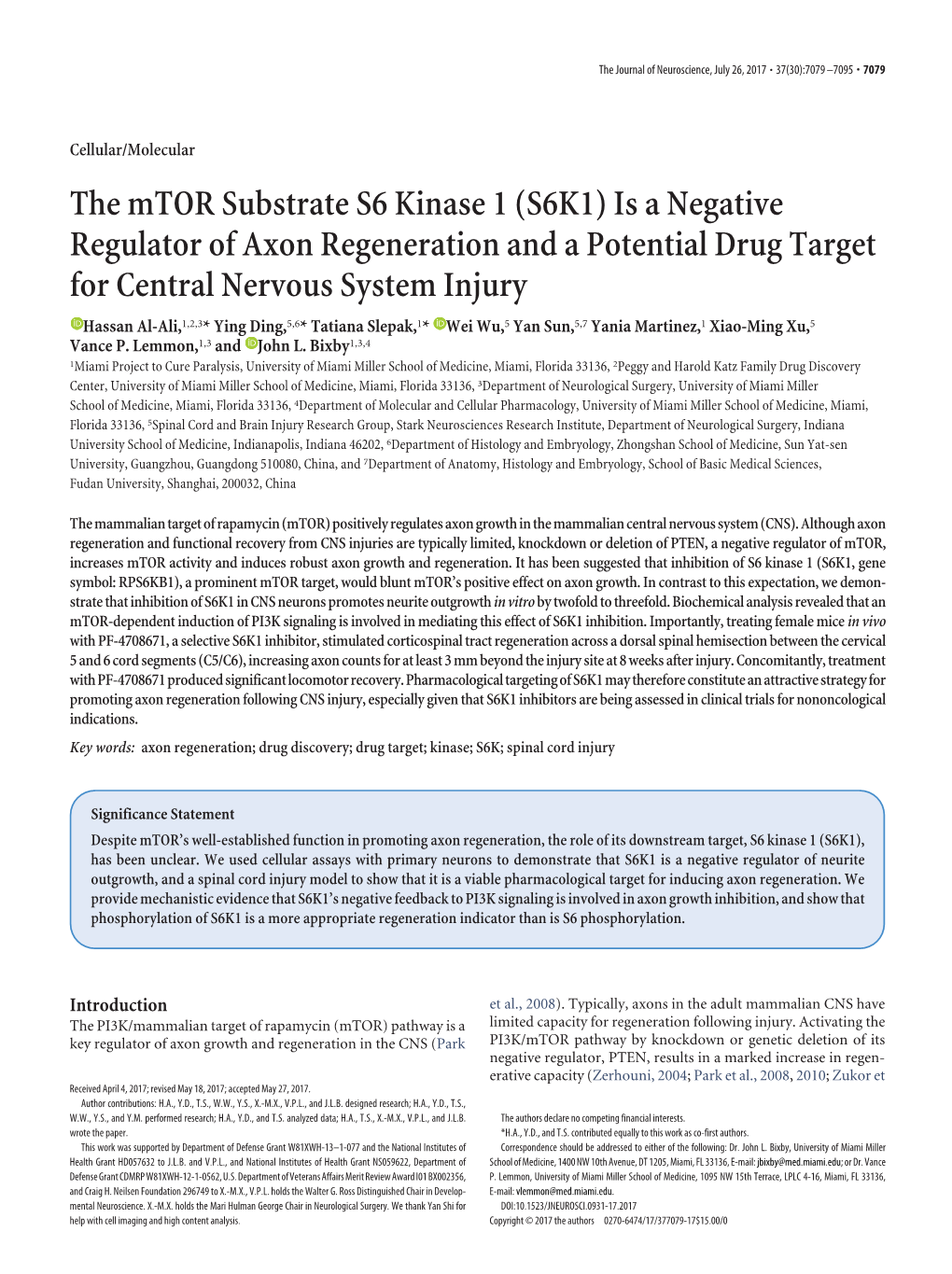 The Mtor Substrate S6 Kinase 1 (S6K1)