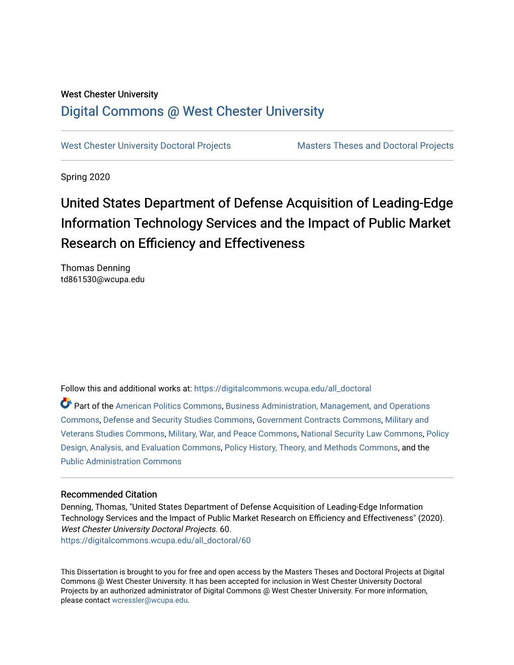 United States Department of Defense Acquisition of Leading-Edge Information Technology Services and the Impact of Public Market