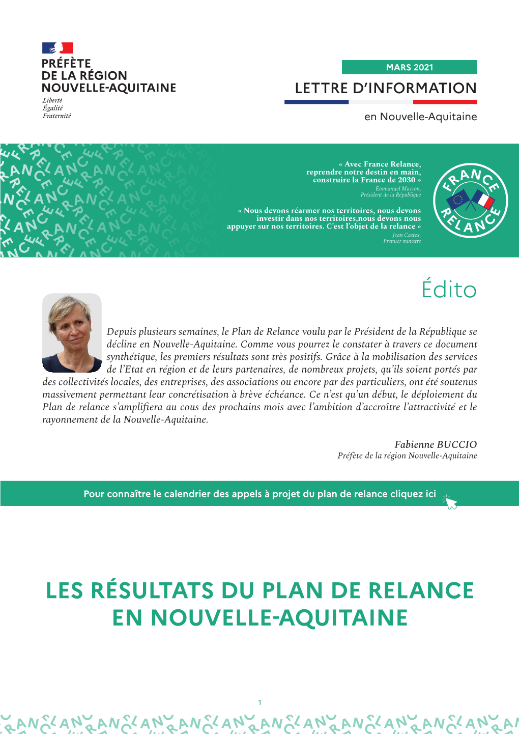 Lettre Bilan N°2 France Relance En Nouvelle-Aquitaine