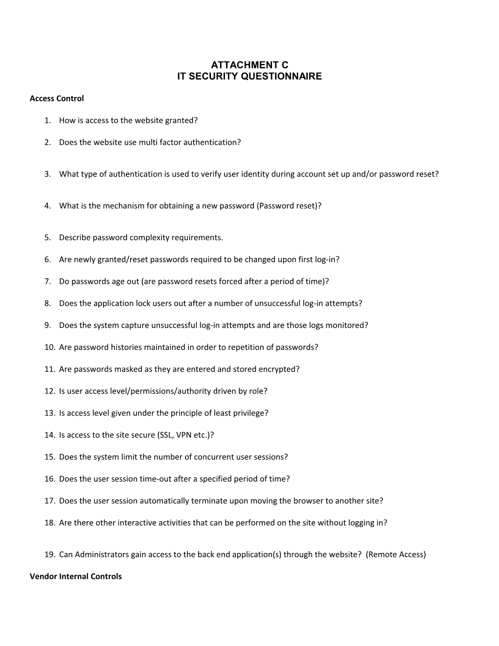 IT Security Questionnaire