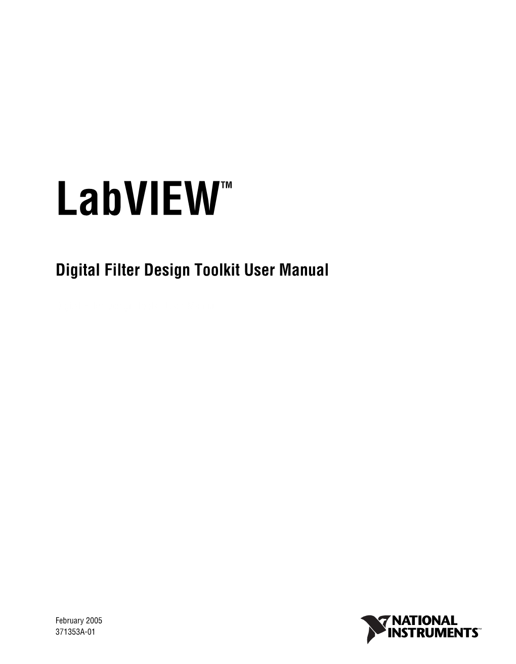 Archived: Labview Digital Filter Design Toolkit User Manual