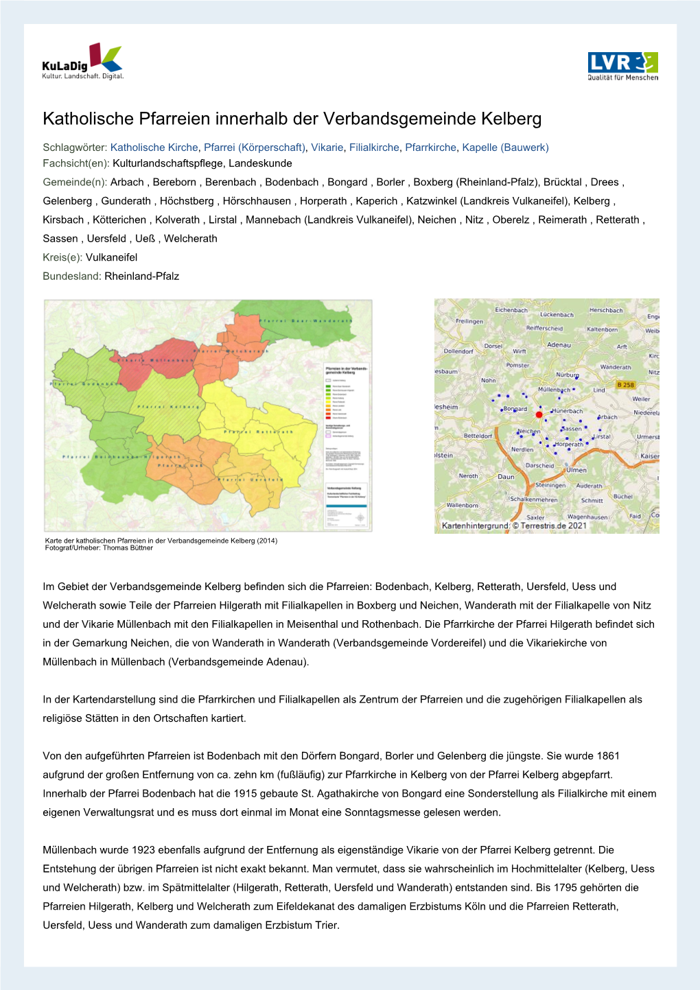 Katholische Pfarreien Innerhalb Der Verbandsgemeinde Kelberg