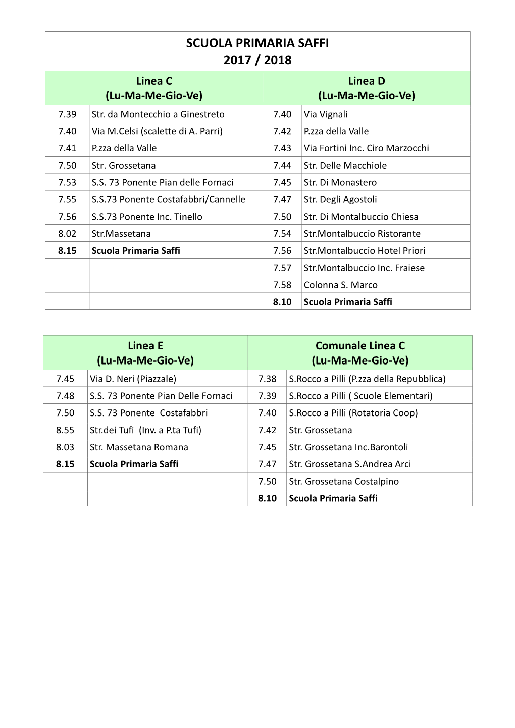 Scuola Primaria Saffi 2017 / 2018