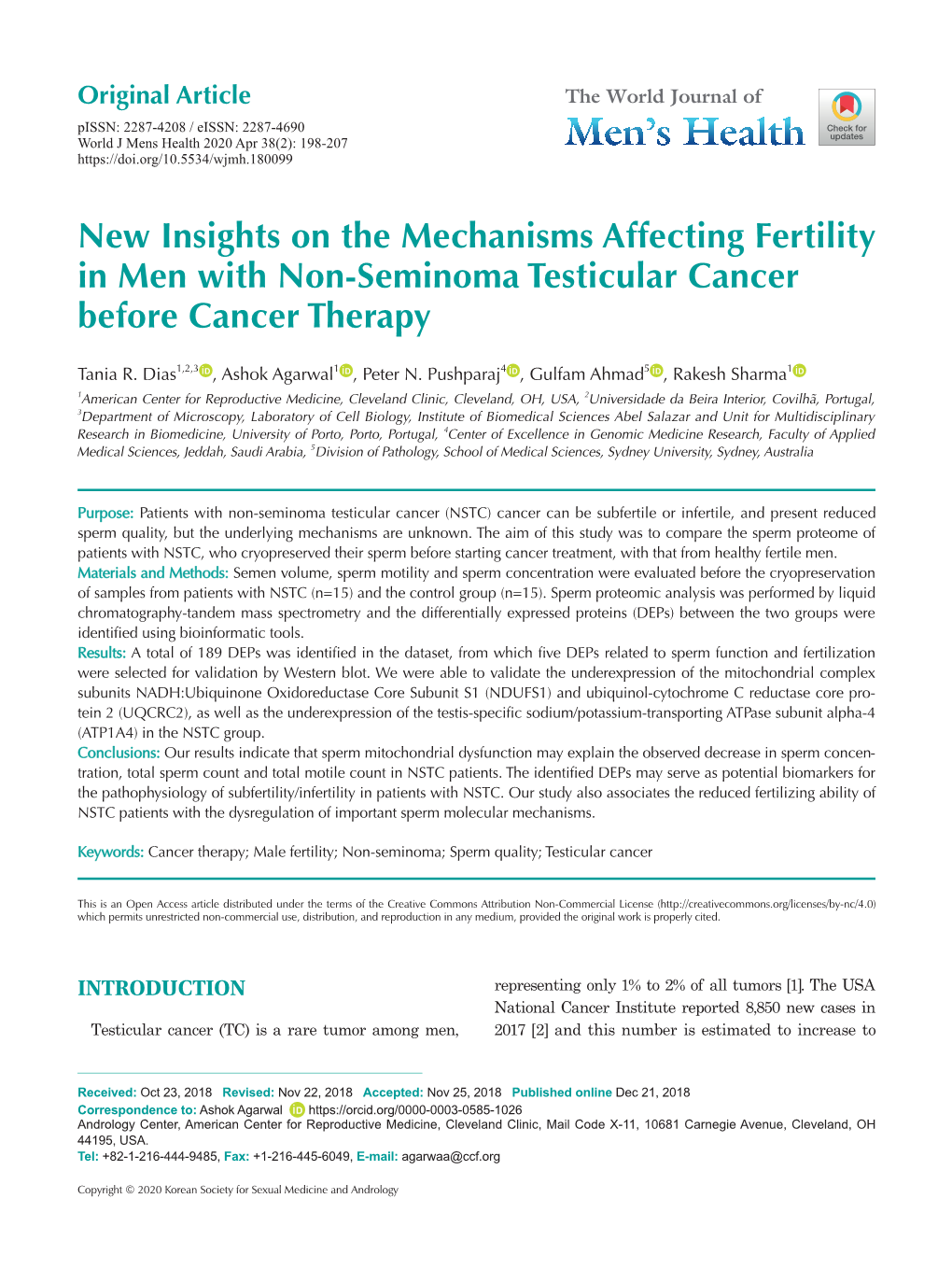 New Insights on the Mechanisms Affecting Fertility in Men with Non-Seminoma Testicular Cancer Before Cancer Therapy