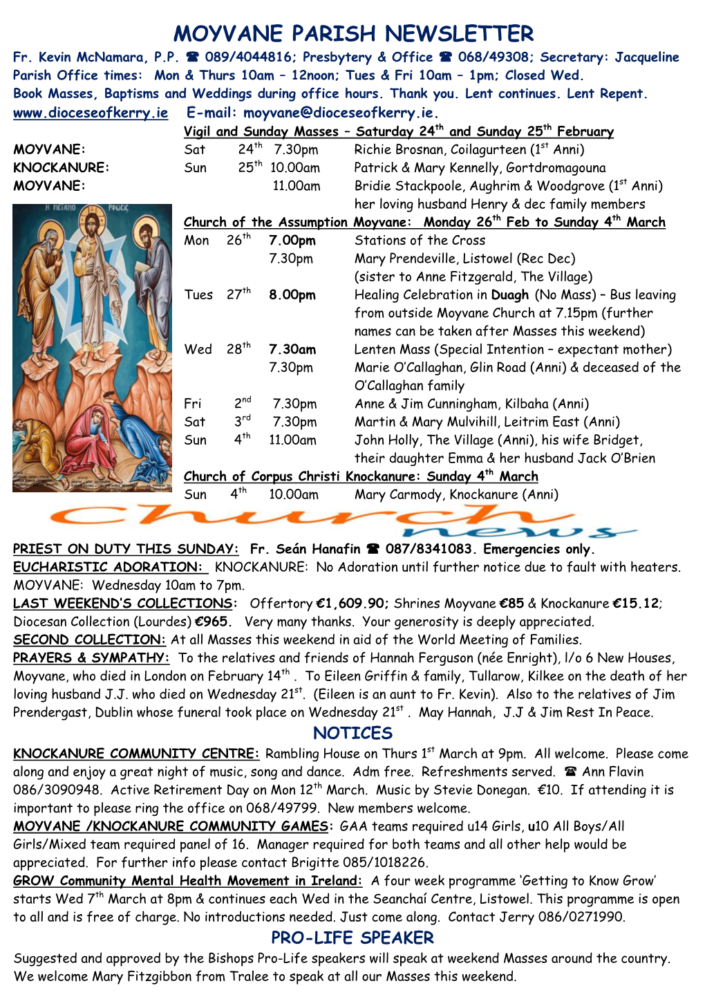 MOYVANE PARISH NEWSLETTER Fr