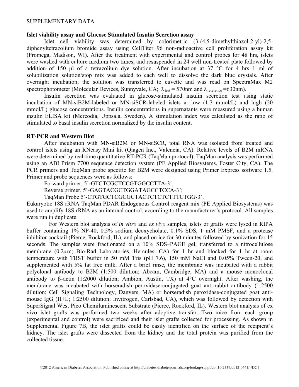 Islet Viability Assay and Glucose Stimulated Insulin Secretion Assay