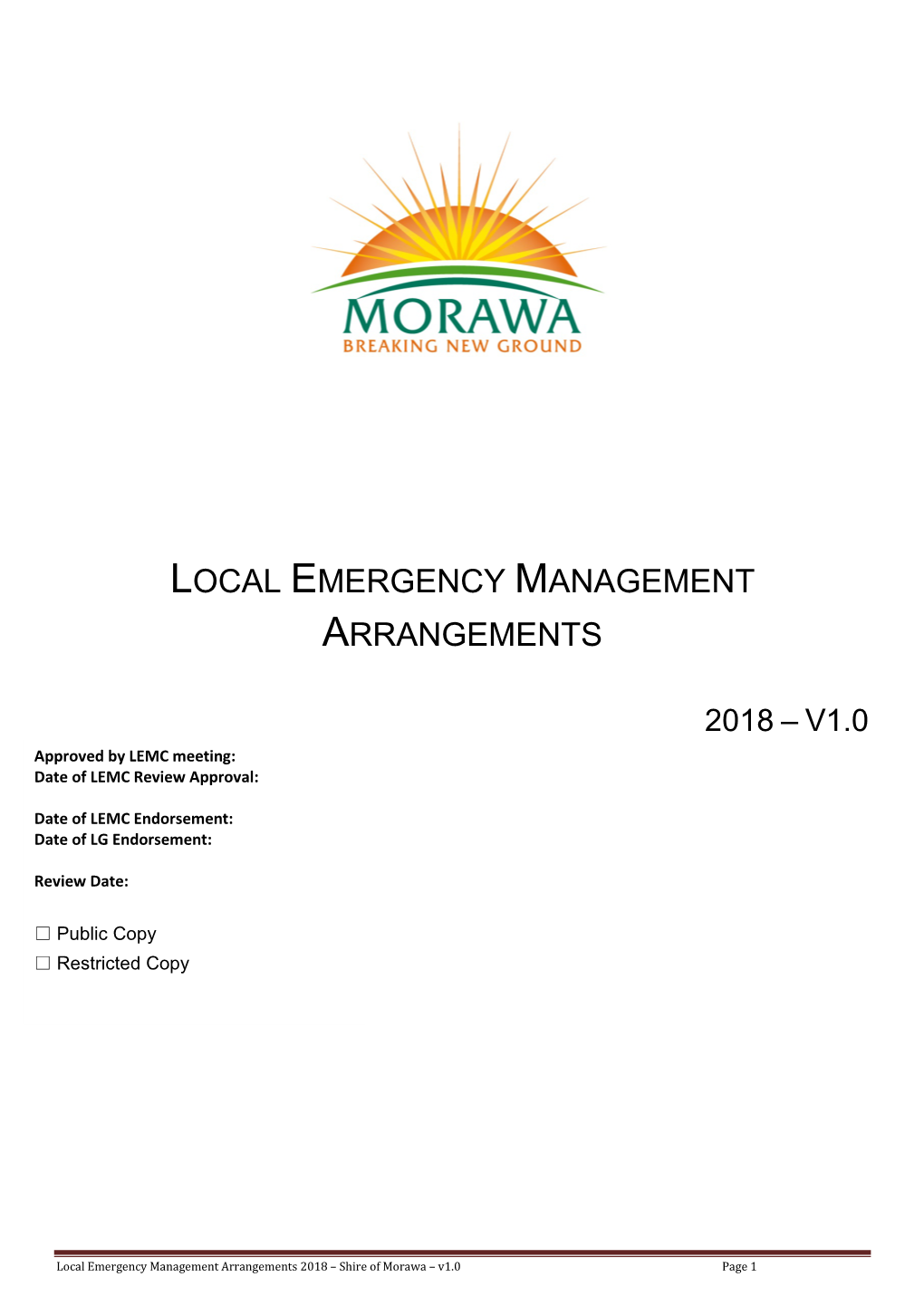 Local Emergency Management Arrangements
