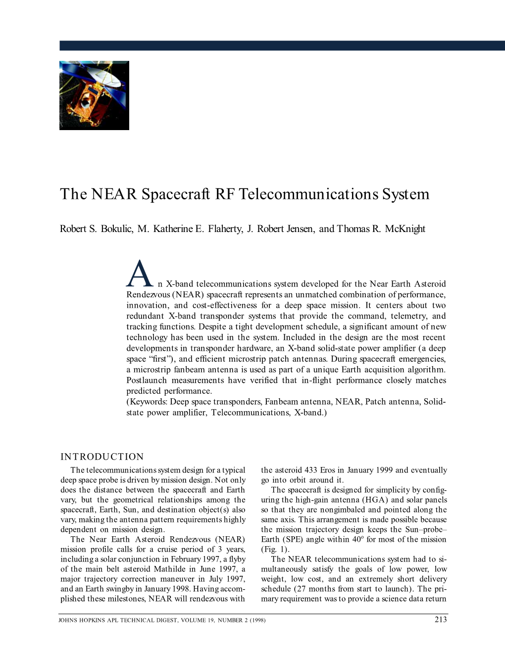 The Near Spacecraft Rf Telecommunications System