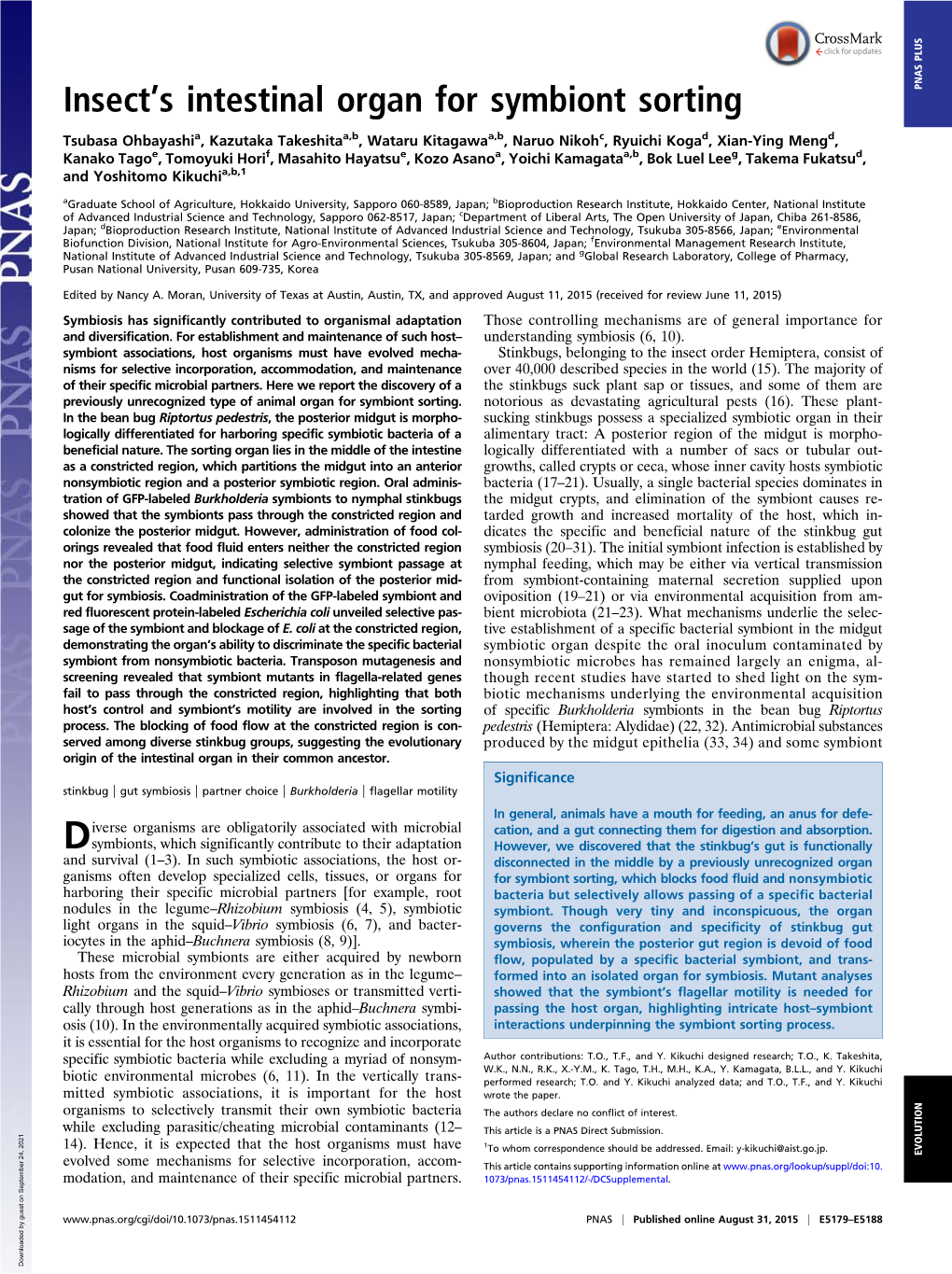 Insectts Intestinal Organ for Symbiont Sorting