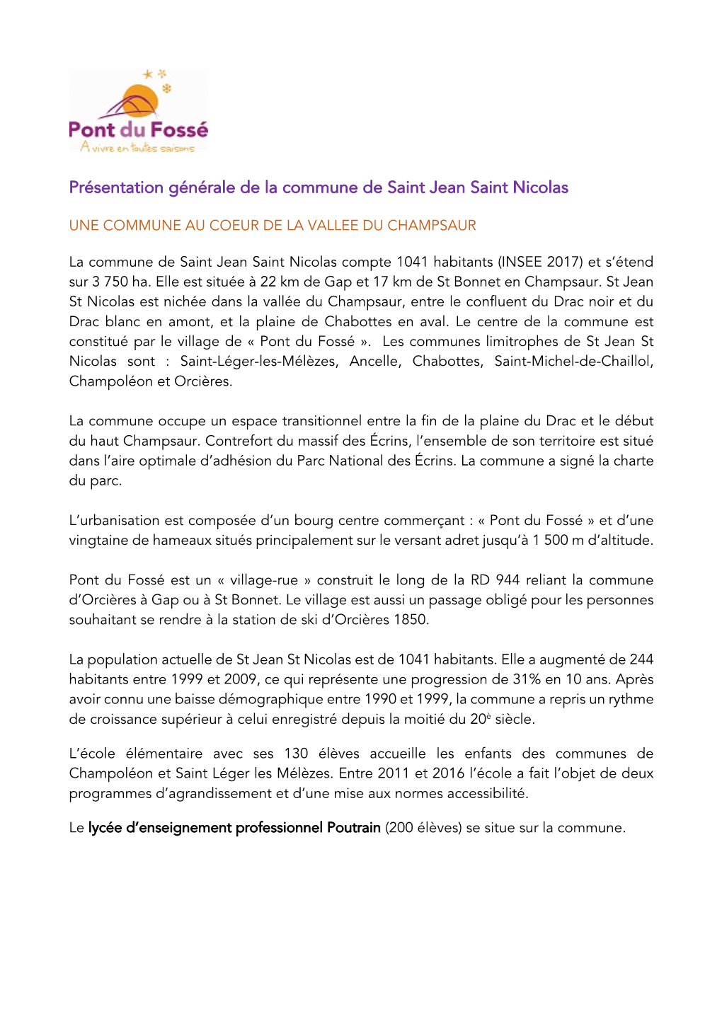 Présentation Générale De La Commune De Saint Jean Saint Nicolas