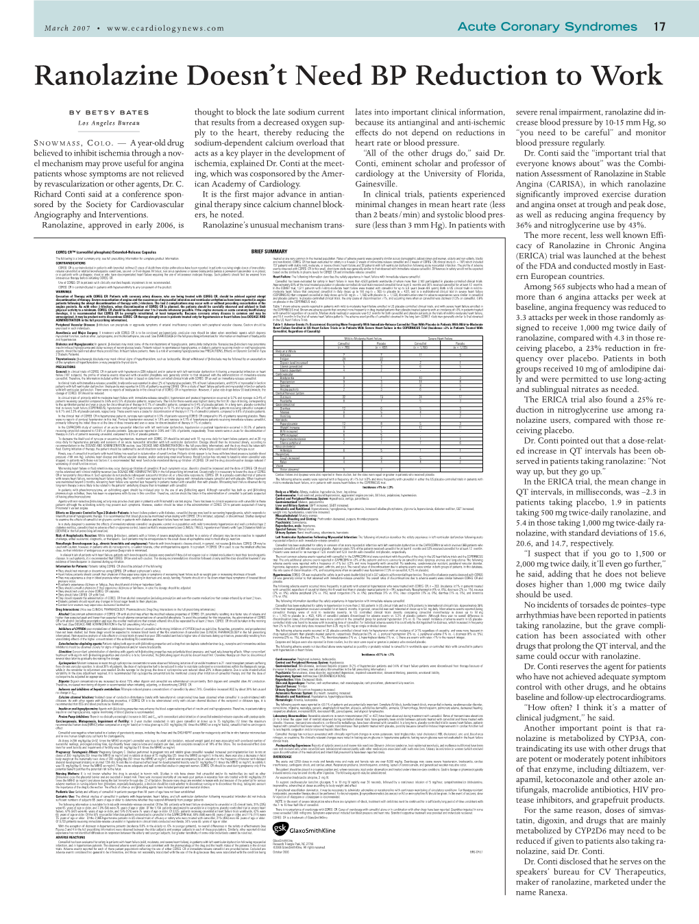 Ranolazine Doesn't Need BP Reduction to Work