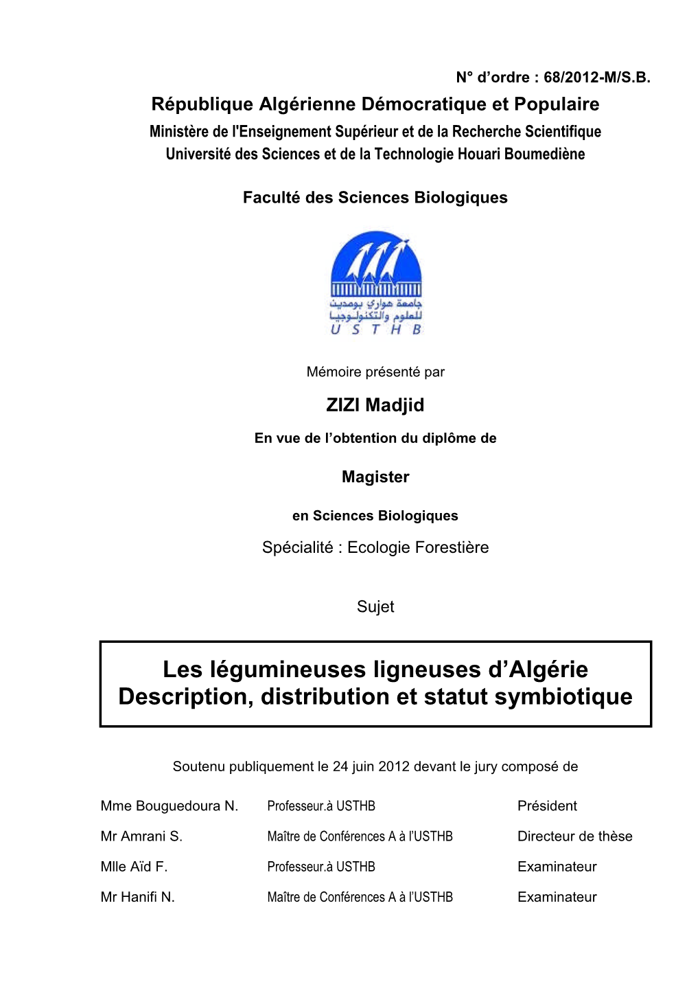 Les Légumineuses Ligneuses D'algérie, Déscription, Distribution Et