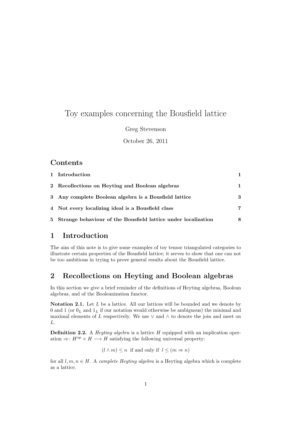 Toy Examples Concerning the Bousfield Lattice