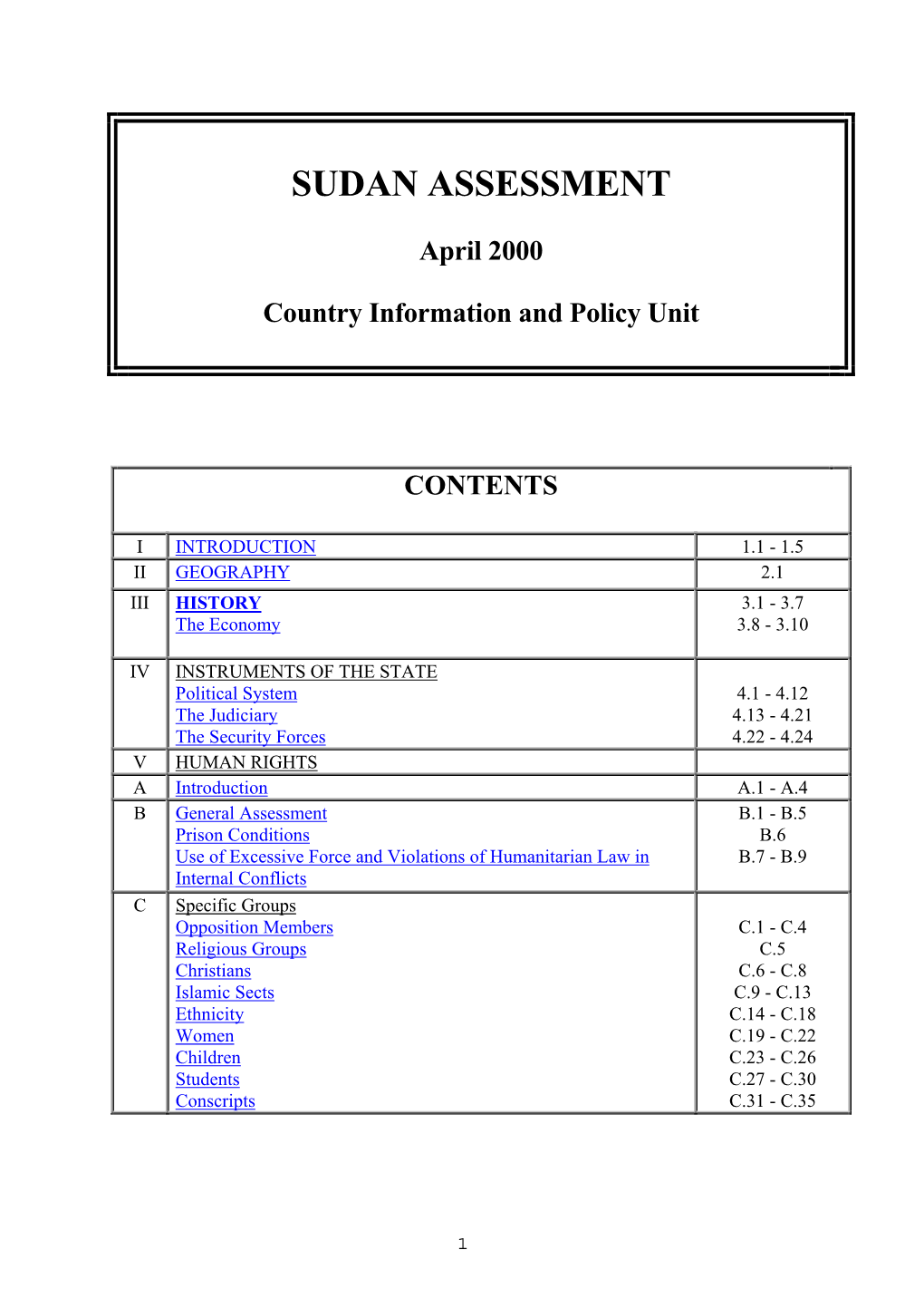 Sudan Assessment