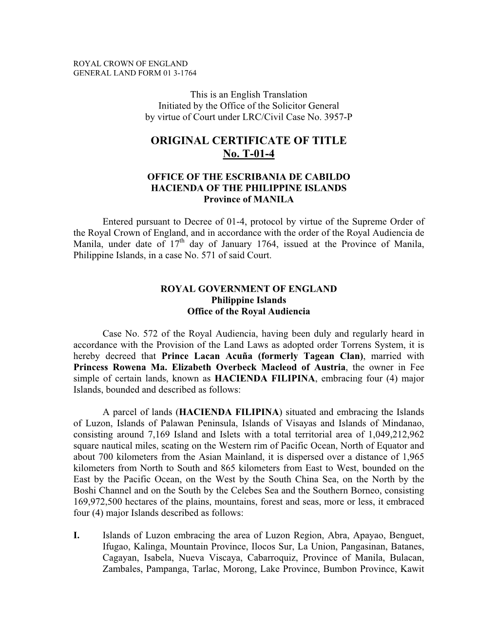 Royal Crown of England General Land Form 01 3-1764