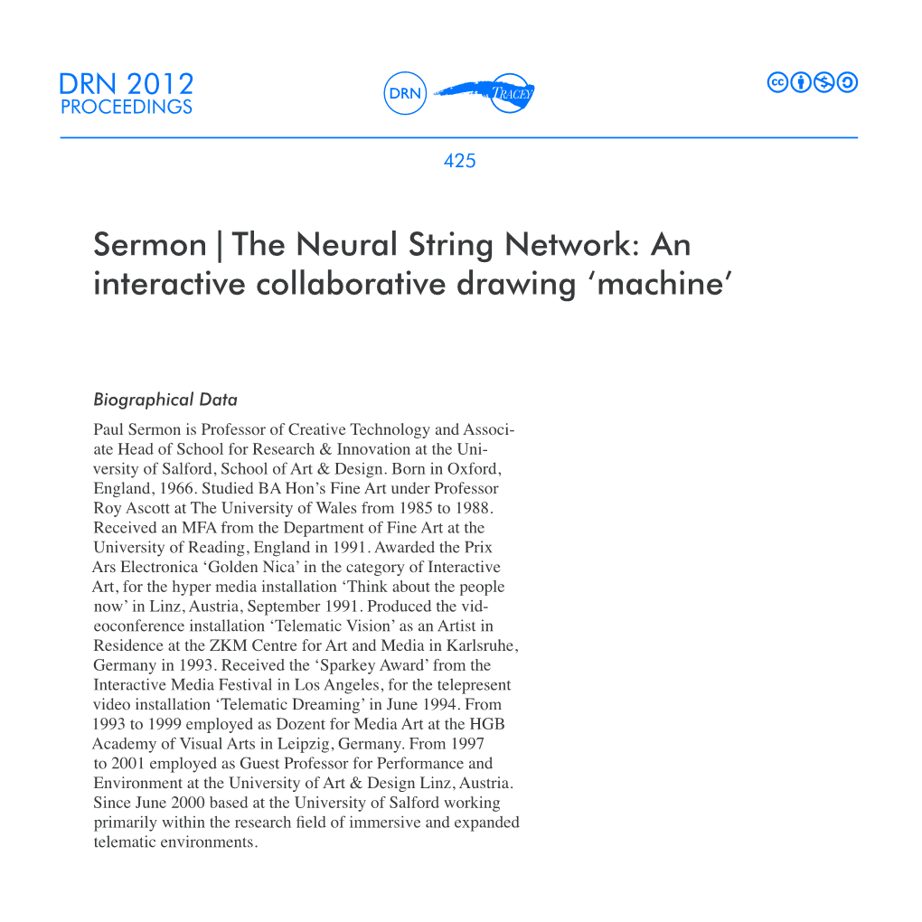 Sermon | the Neural String Network: an Interactive Collaborative Drawing ‘Machine’