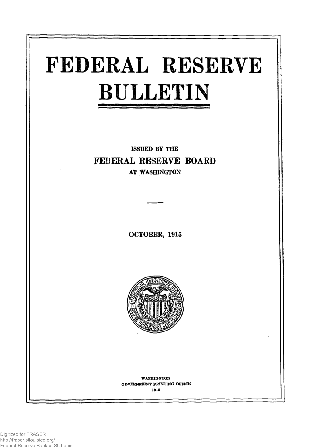 Federal Reserve Bulletin October 1915
