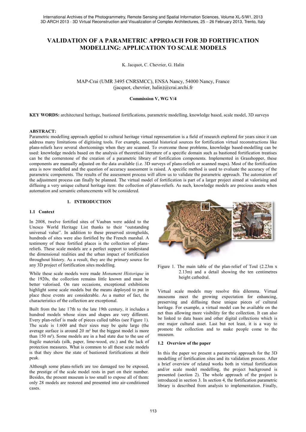 Validation of a Parametric Approach for 3D Fortification Modelling: Application to Scale Models