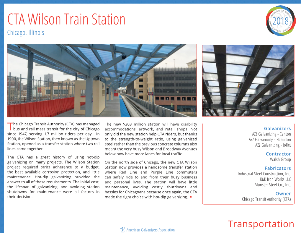 CTA Wilson Train Station C � E I in N � Niz Chicago, Illinois Ot��I� Galva