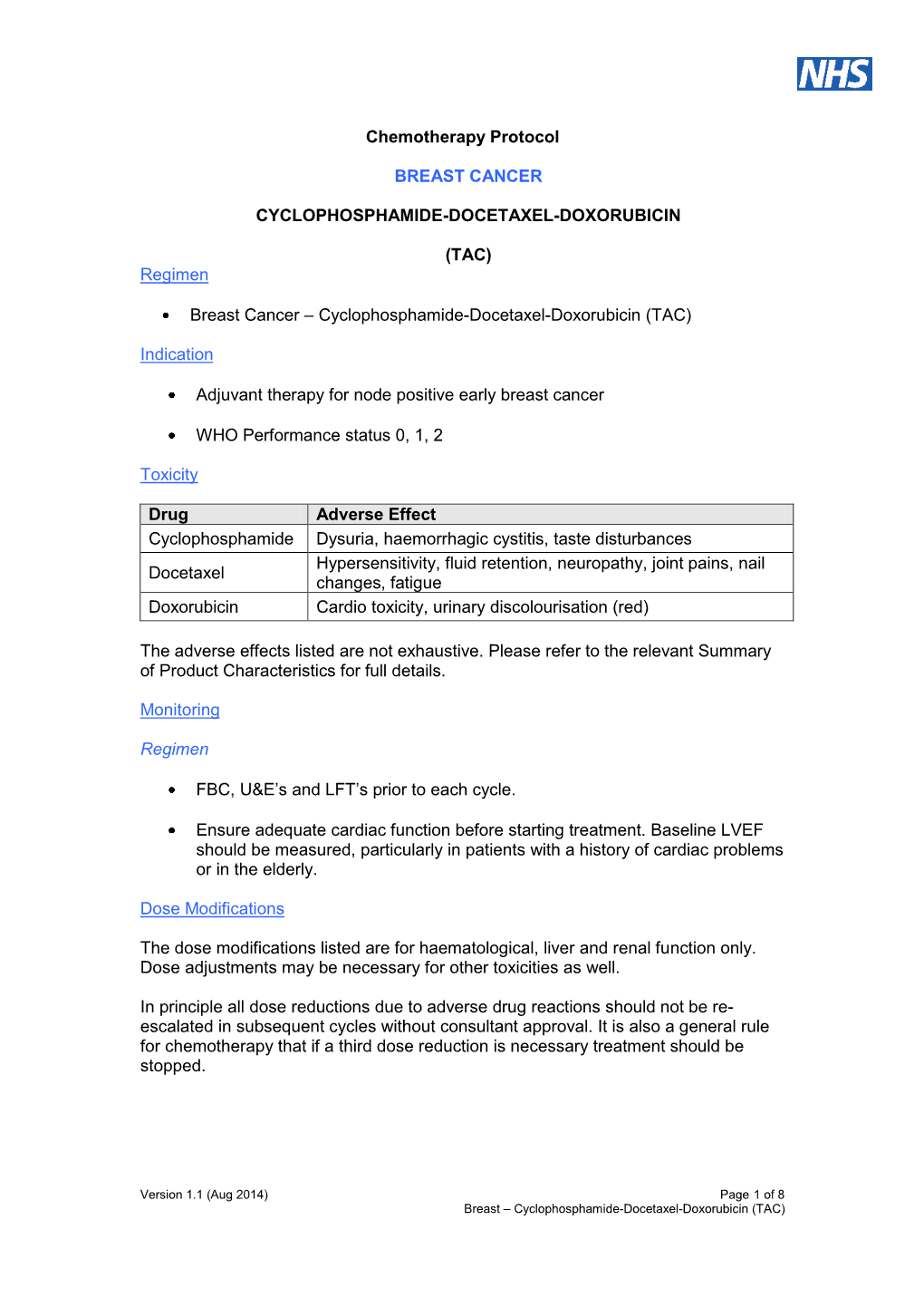 Chemotherapy Protocol