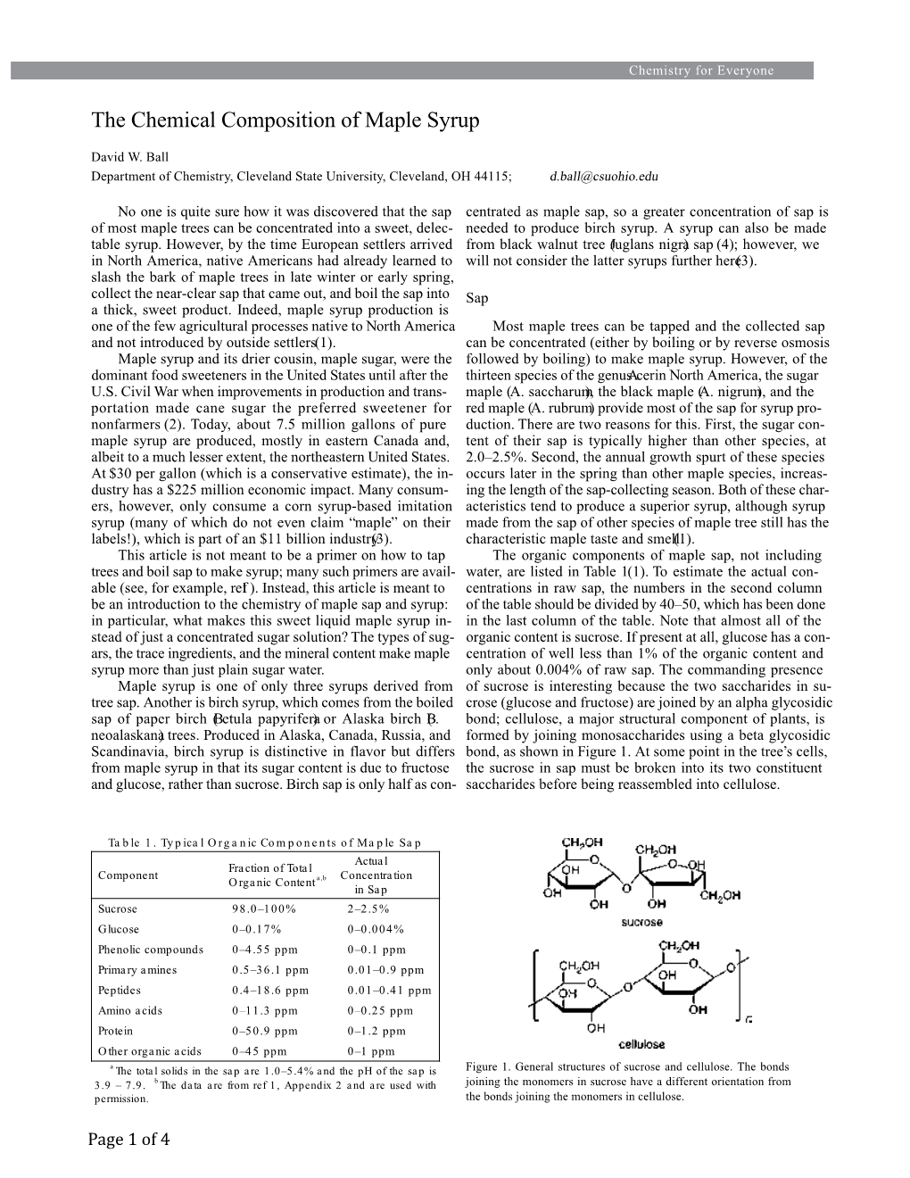 The Chemical Composition of Maple Syrup