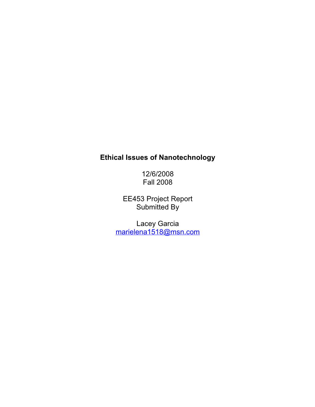 Ethical Issues of Nanotechnology